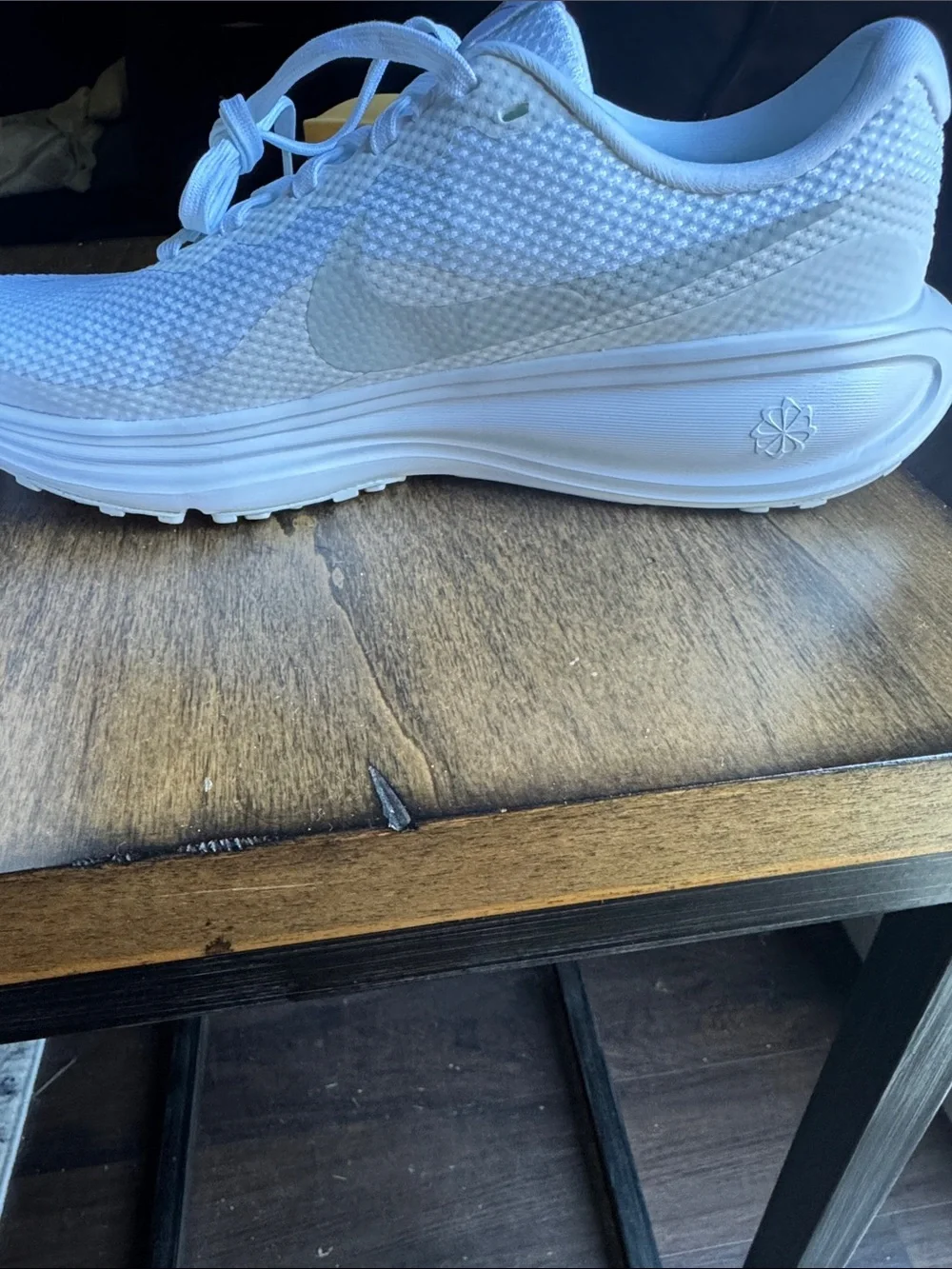 Nike Revolution 8 White Platform Sneaker with Subtle Swoosh - Picture 6 of 7